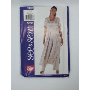 Butterick Misses Sz 8-12 Easy Duster Top & Raised Waist Pant Pattern 5990 Uncut